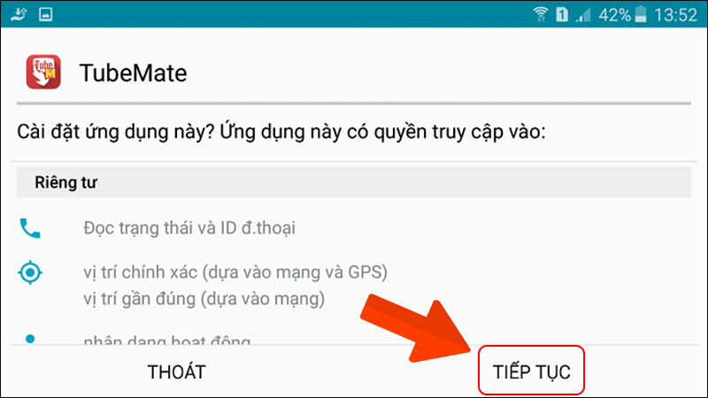Chọn tiếp tục